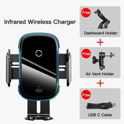 Baseus 15W QI Wireless Charger Car Mount Automatic - Image 5